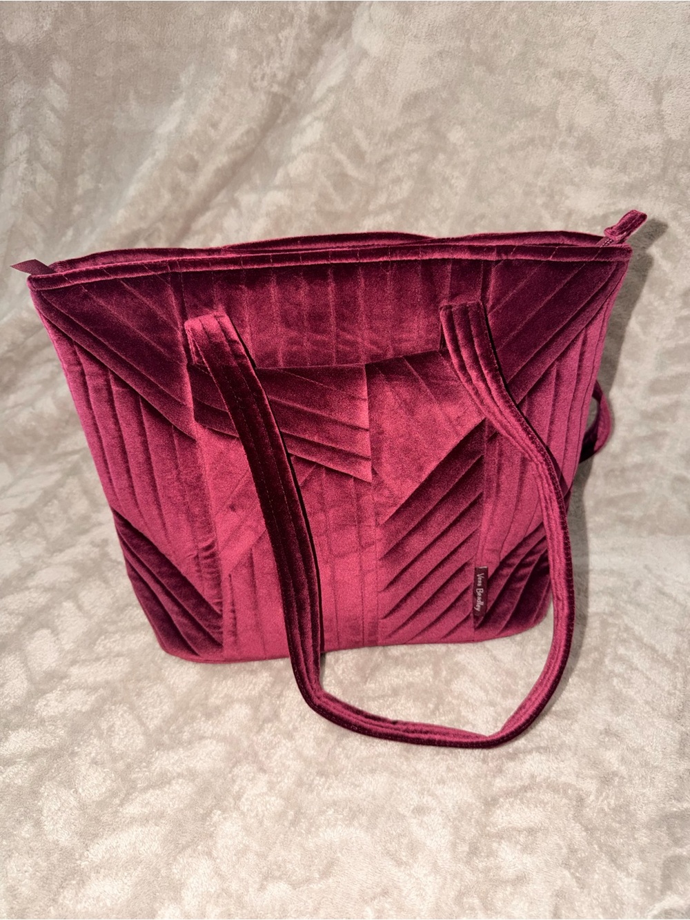 Vera Bradley Quilted Velvet Tote Bag‎ Purse Burgundy Berry Jewel Tone Boho Y2K